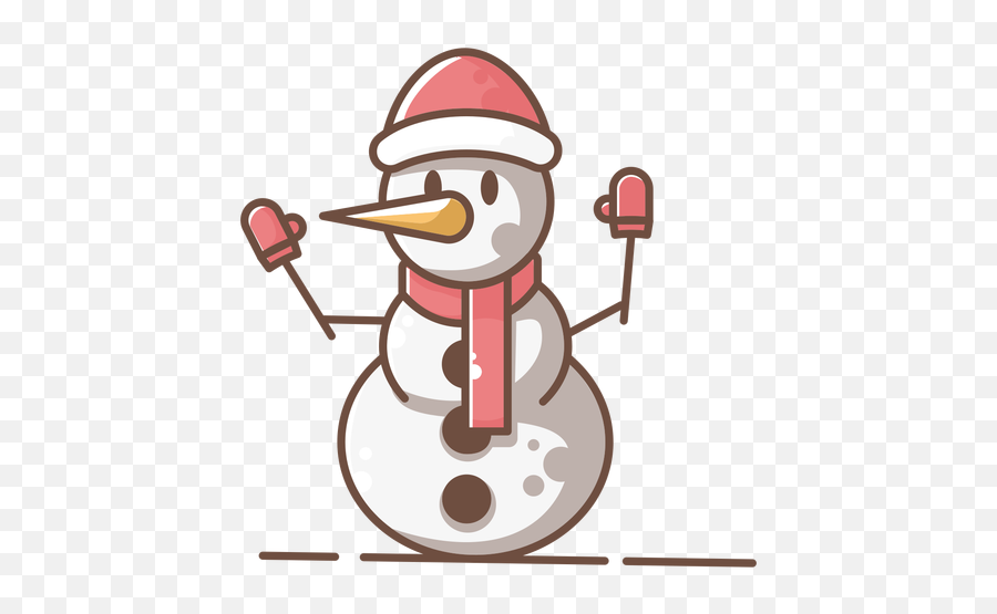 Cute Snowman Red Gloves Hat Scarf - Cartoon Emoji,Snowman Emoji Transparent