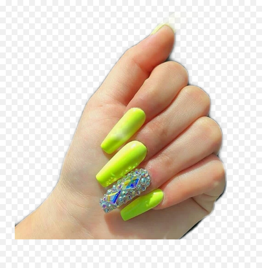 Nails Neon Green Pngs Png Stickers Sticker - Taurus Outfit Emoji,Nails Emoji Png