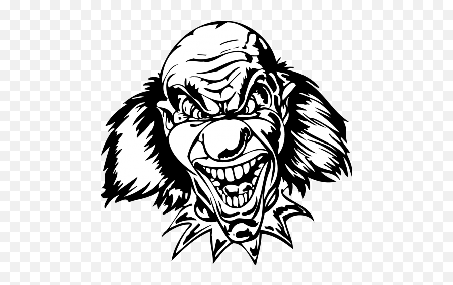 Black And White Scary Freaky Clown - Scary Clown Clipart Black And White Emoji,Scary Clown Emoji