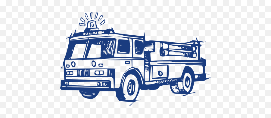 Fire Brigade Vehicle Drawing In Blue - Fire Engine Siren Clipart Emoji,Firetruck Emoji