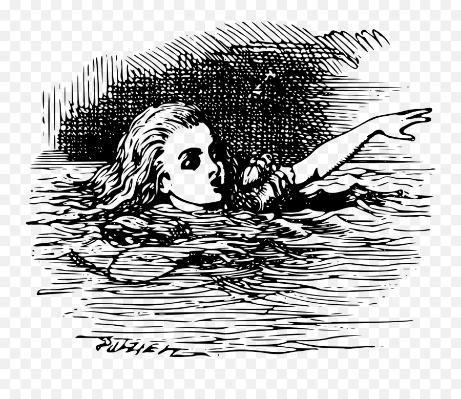 Alice Wonderland Black White Pool Of - Adventures In Wonderland Pool Of Tears Emoji,Emoji Pool Party