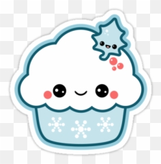 Snowflake Cupcake Sticker - Cute Christmas Cupcake Cartoon Emoji,Leaf Snowflake Bear Earth Emoji