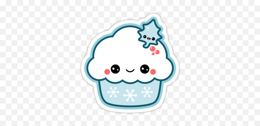 Snowflake Cupcake Sticker - Cute Christmas Cupcake Cartoon Emoji,Leaf Snowflake Bear Earth Emoji