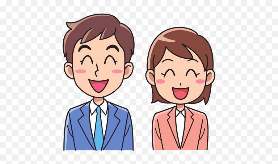 Business Man And Woman - Man And Woman Cartoon Emoji,Excited Emoticon
