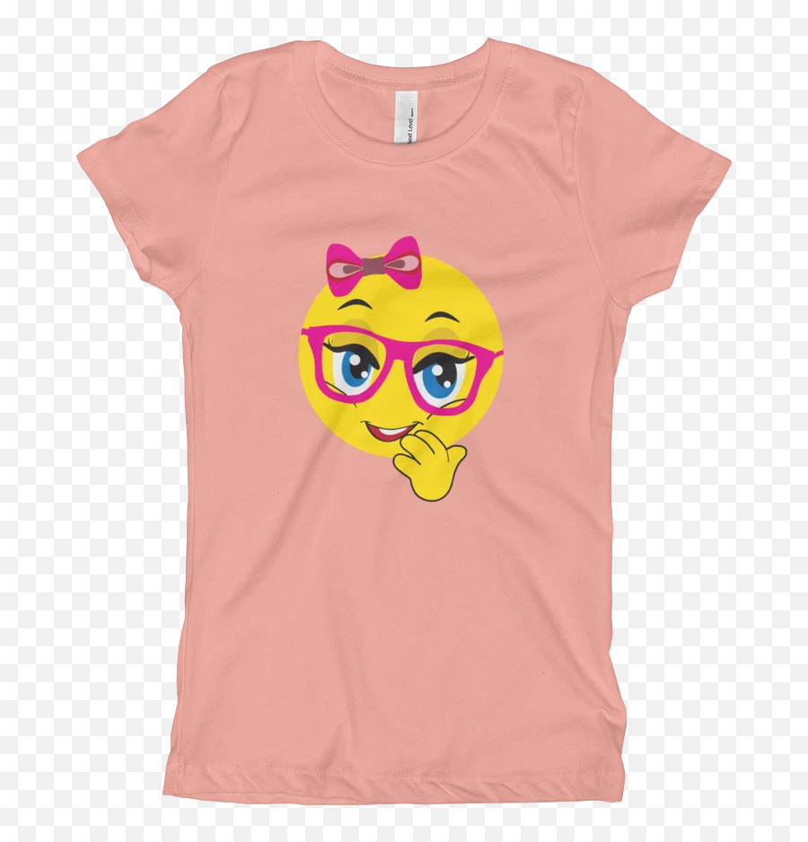 Emoji With Glasses Girls T,Emoji Wearing Glasses