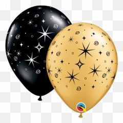 50 X 11 Sparkles U0026 Swirls Qualatex Latex Balloons U2014 Edu0027s - Black And Gold Balloons Png Emoji,Sparkle Emoji