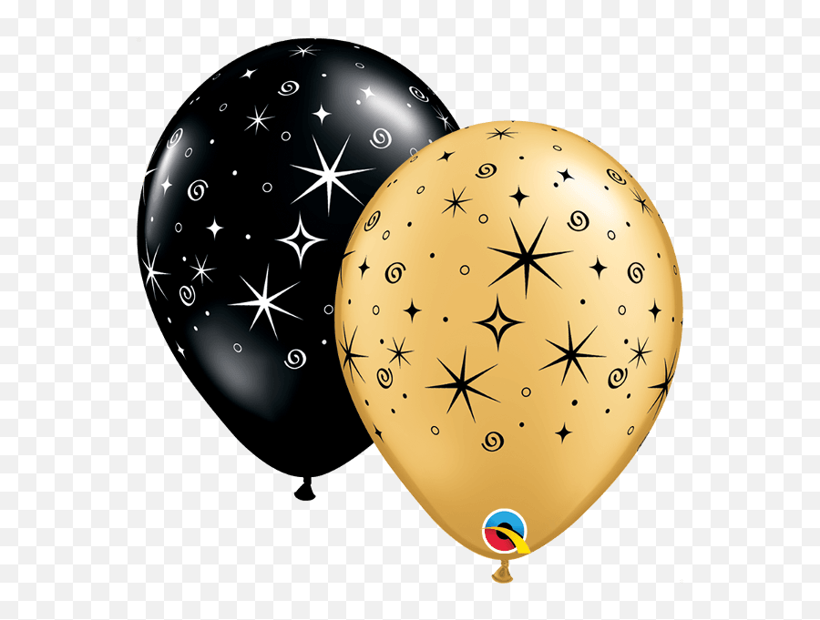 50 X 11 Sparkles U0026 Swirls Qualatex Latex Balloons U2014 Edu0027s - Black And Gold Balloons Png Emoji,Sparkle Emoji