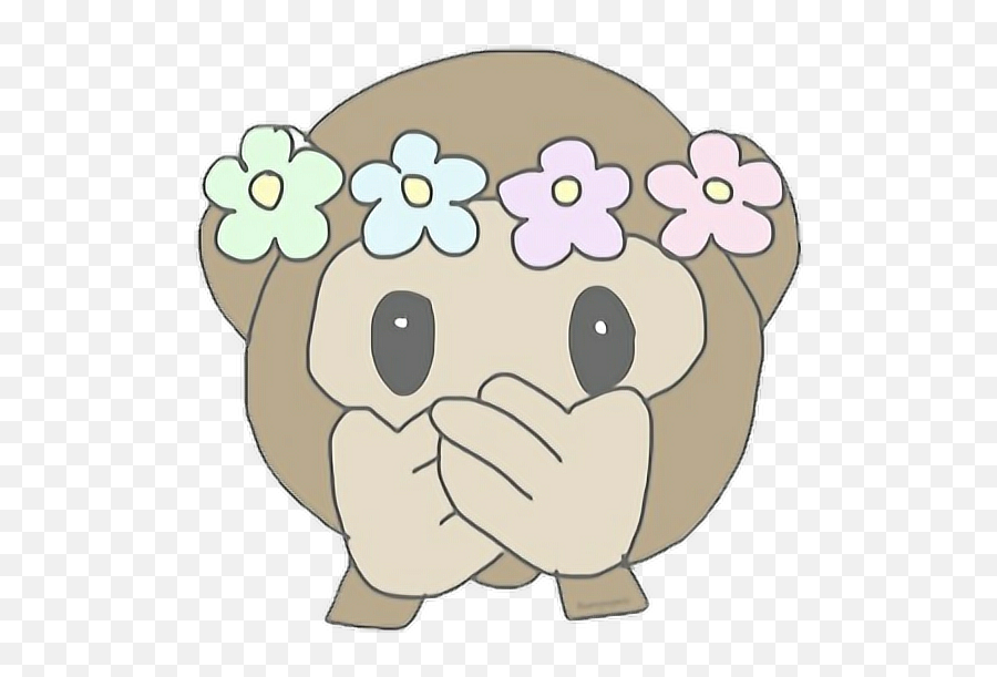 Monkey Emoji Tumblr Flower - Monkey Emoji With Flower Crown,Monkey Emoji