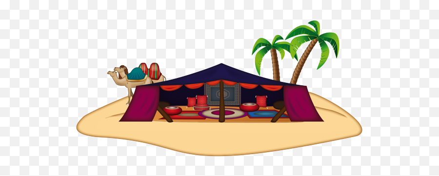 Bedouin Tent With Camel And Palm Trees - Illustration Emoji,Camel Emoji