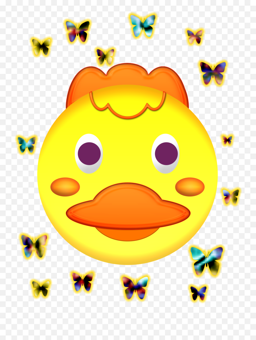 Duck Face And Butterflies Onlookin - Portable Network Graphics Emoji,Duck Emoticon