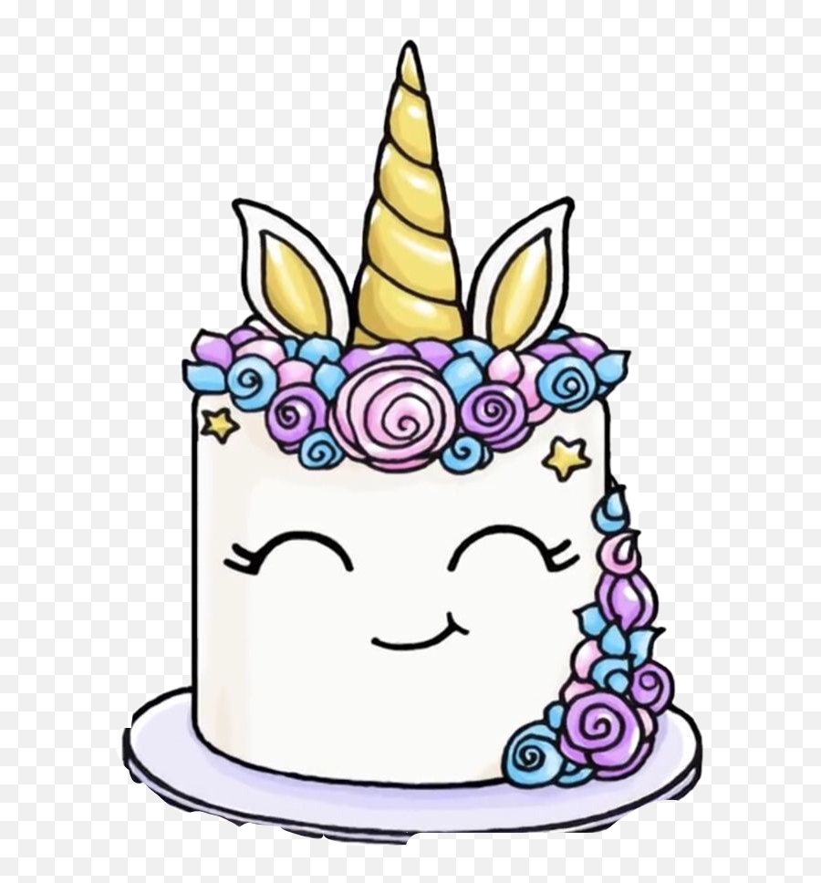 Unicorn Cake Sticker By Brooketyra24 - Free Printable Unicorn Cake Coloring Pages Emoji,Unicorn Emoji Cake