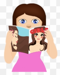 Download Hd Anna Sassy Emoji Stickers For Women On Imessage - Cartoon Reading A Magazine,Sassy Emoji