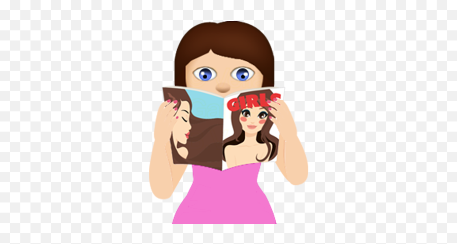 Download Hd Anna Sassy Emoji Stickers For Women On Imessage - Cartoon Reading A Magazine,Sassy Emoji