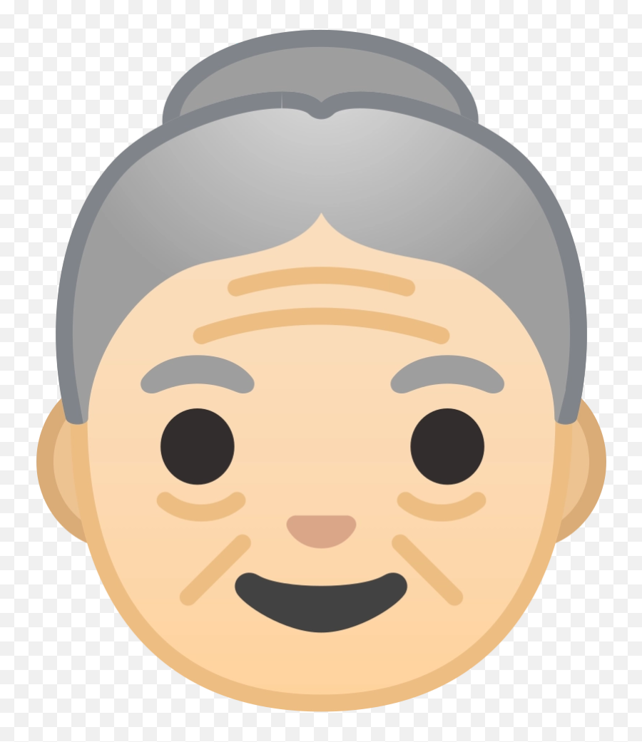 Png Old Woman Light Skin Tone - Old Woman Face Cartoon Emoji,Emoji Skin Tones
