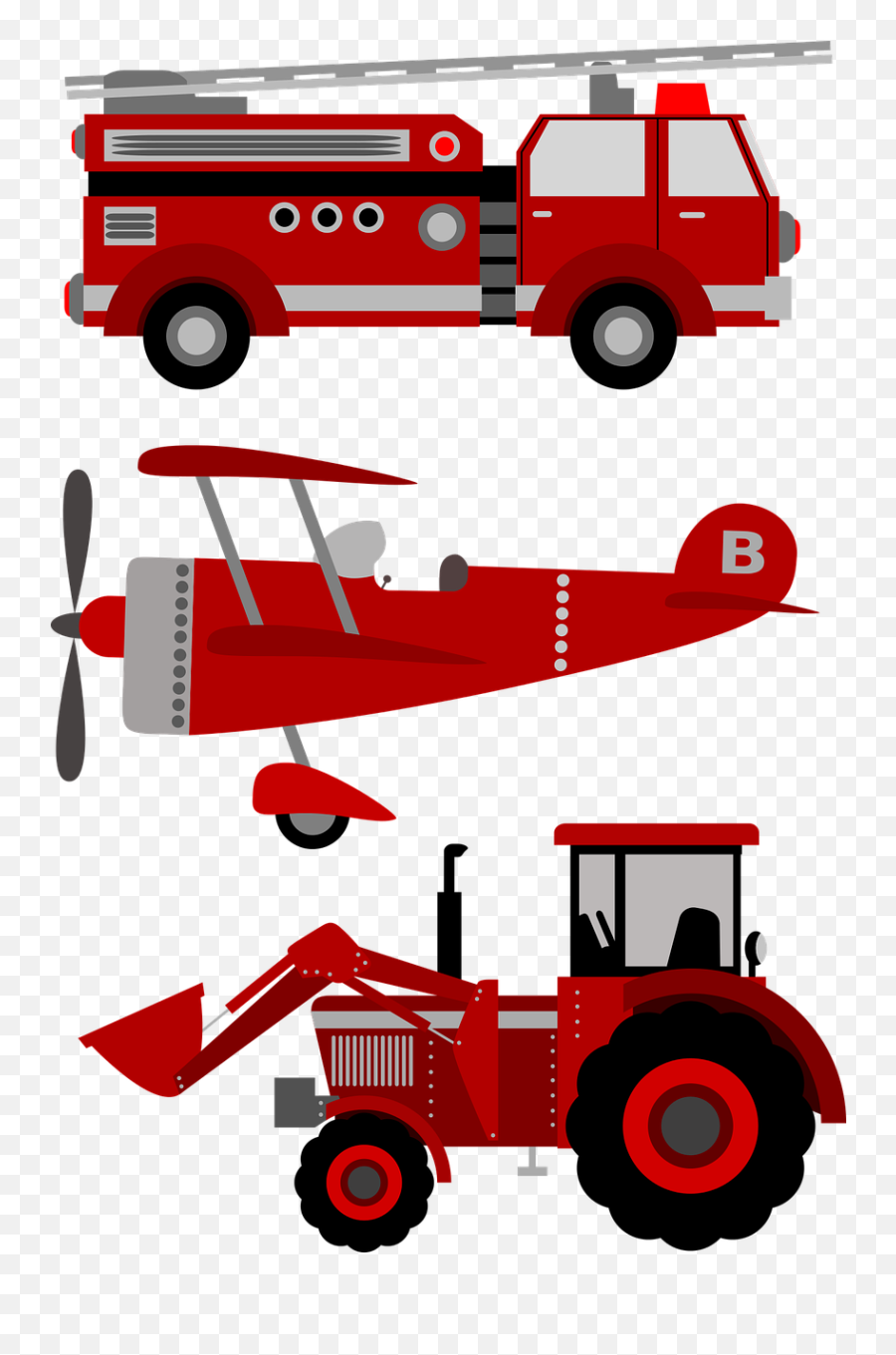 Firetruck Plane Tractor Airplane Engine - Tractor Birthday Party Clipart Emoji,Firetruck Emoji