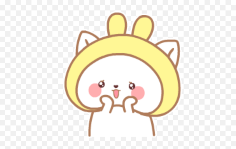 Kawaii Cute Soft Mochi Cat Kitty Blushing White Yellow - Cartoon Emoji,Kitty Emoticon