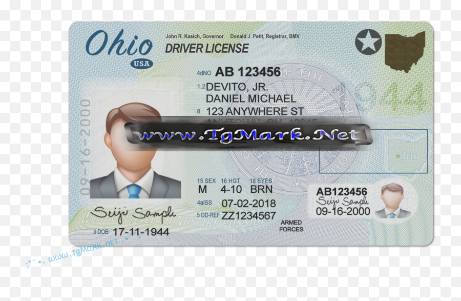 Ohio Førerkort Psd Mal Photoshop - Ohio License Sample Emoji,Ohio Emoji