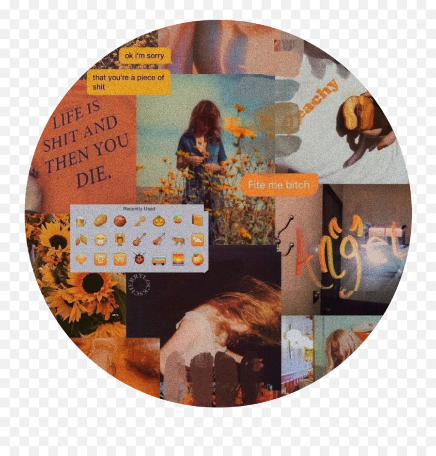 Orangeaesthetic Orangecircle Freetoedit - Aesthetic Collage Wallpaper Orange Emoji,Fite Me Emoji