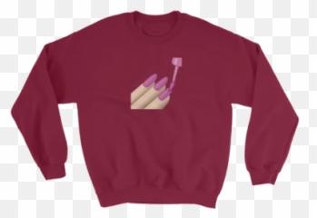 Nail Polish Emoji - Crew Neck,V Sign Emoji