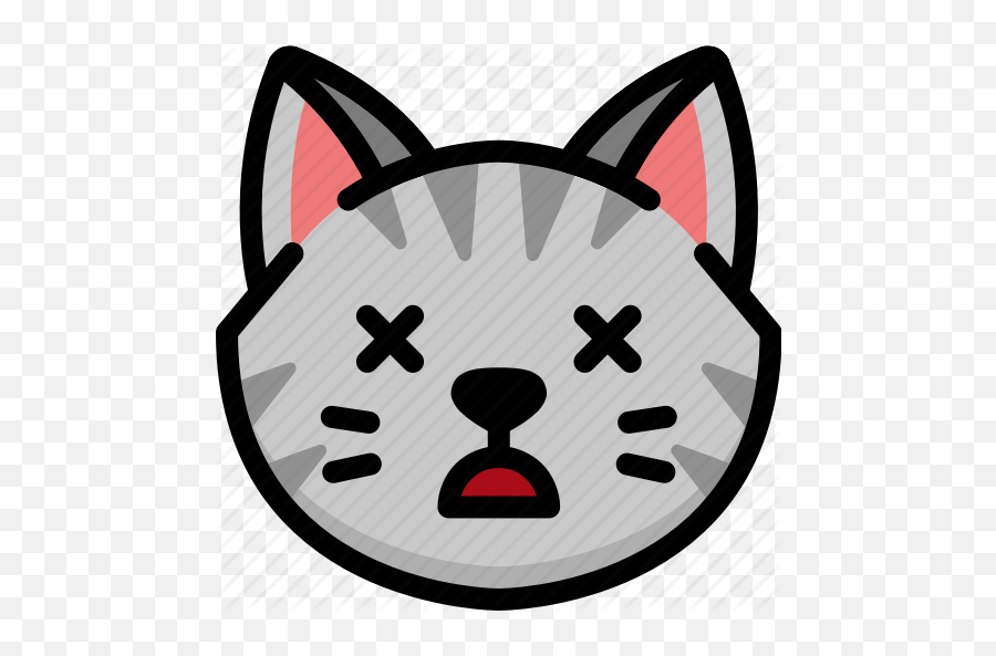 Cat Dead Emoji Emotion Expression - Cat Love Emoji Black And White,Dead Cat Emoji
