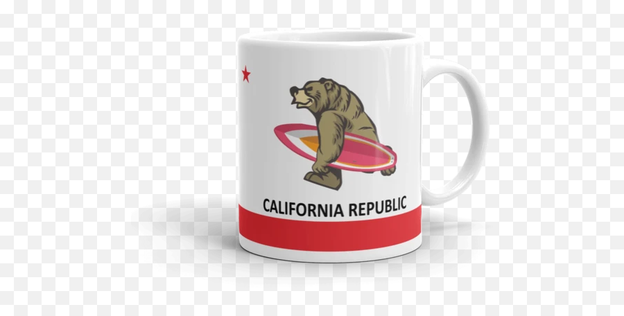 Surfing Bear State Flag Coffee Mug - Coffee Cup Emoji,California State Flag Emoji