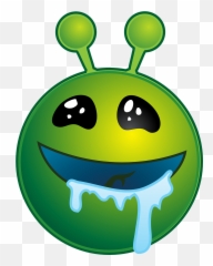 Drooling Alien Green Smiley Face - Emoji