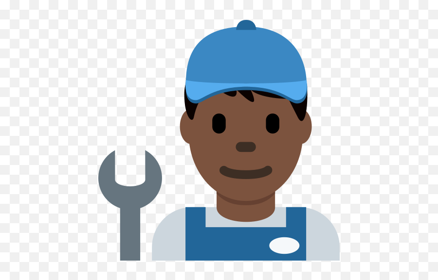 Man Mechanic Emoji With Dark Skin Tone - Human Skin Color,Electrician Emoji