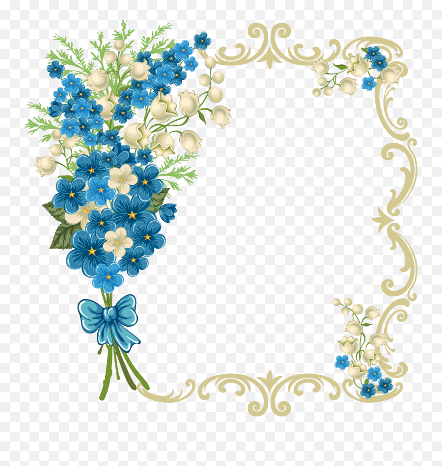 Funeral Clipart Picture Frame Funeral Picture Frame - Blue Flower Border Line Emoji,Frame With An X Emoji