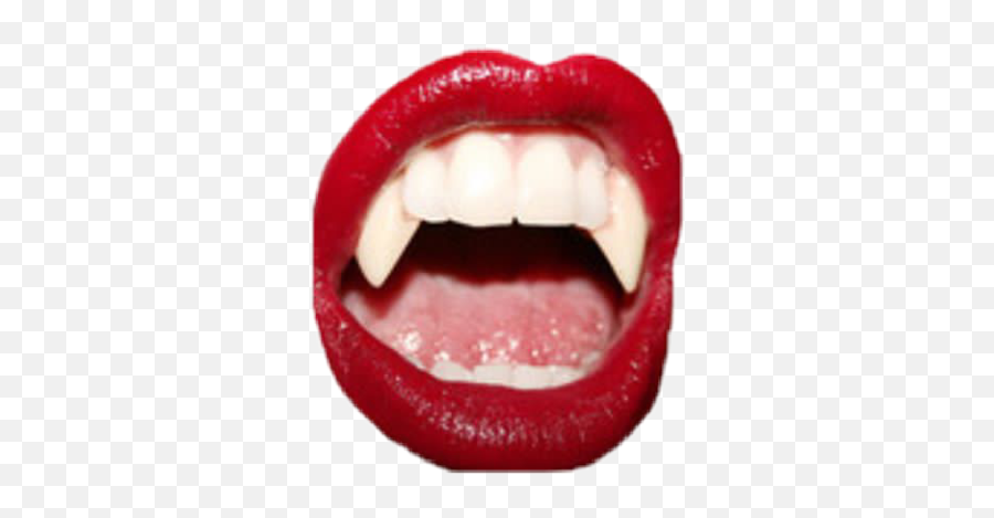 Mouth Vampire Fangs Redlips Lips Red - Vampire Png Aesthetic Emoji,Fangs Emoji