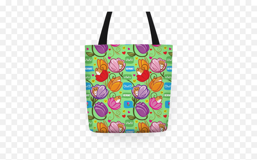 Harvest Mice Emoji Floral Pattern Tote Bag - Tote Bag,Bag Emoji