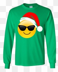 Emoji Christmas Shirt Cool Sunglasses,Santa Emoji Transparent