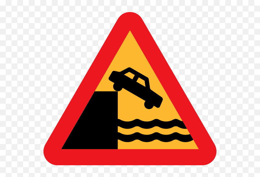 Falling Off The Cliff Vector Sign - Car Falling Road Sign Emoji,Wet Emoji