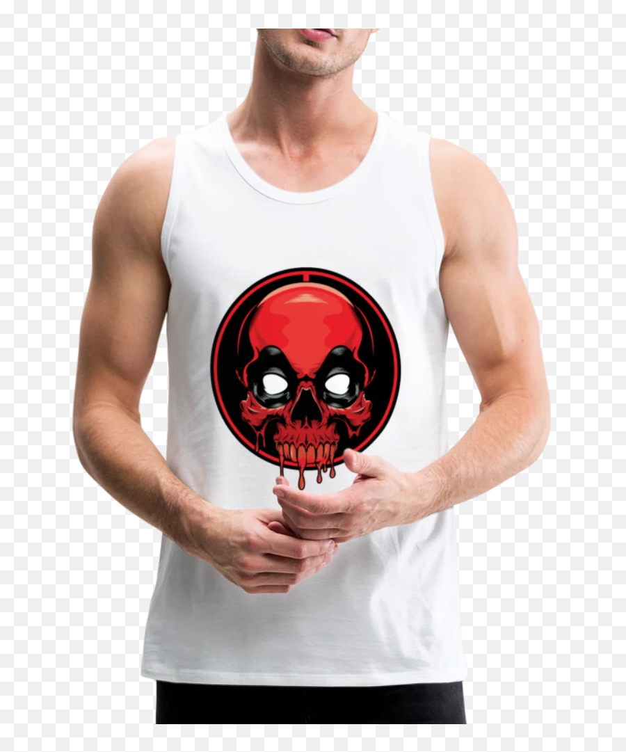 Skull Deadpool Menu2019s Premium Tank - Sleeveless Shirt Emoji,Deadpool Emoji