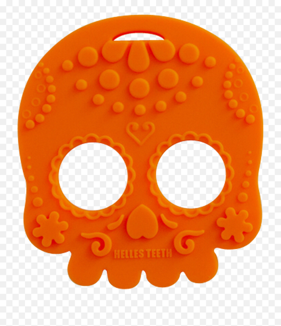 Helles Teeth Sugar Skull Baby Teether - Orange Teething Syndrome Emoji,Skull Emoji Transparent