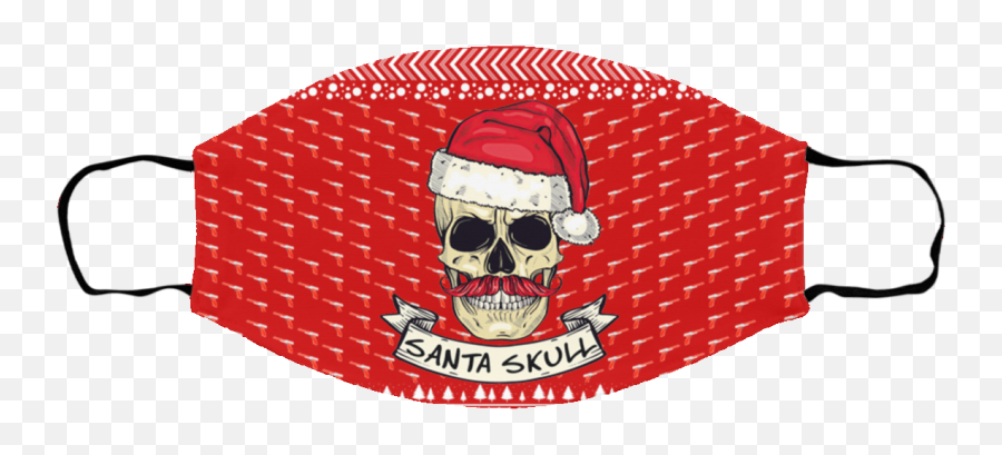 Santa Skull Ugly Christmas Face Mask - Qfinder Trending Cloth Face Mask Emoji,Dead Emoji Face