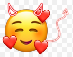 Devil Emoji Heart Red Devilemoji Evil - Smiling Face With Three Hearts