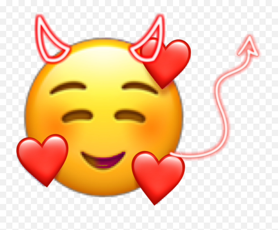 Devil Emoji Heart Red Devilemoji Evil - Smiling Face With Three Hearts Emoji,Emoji Pictures To Copy