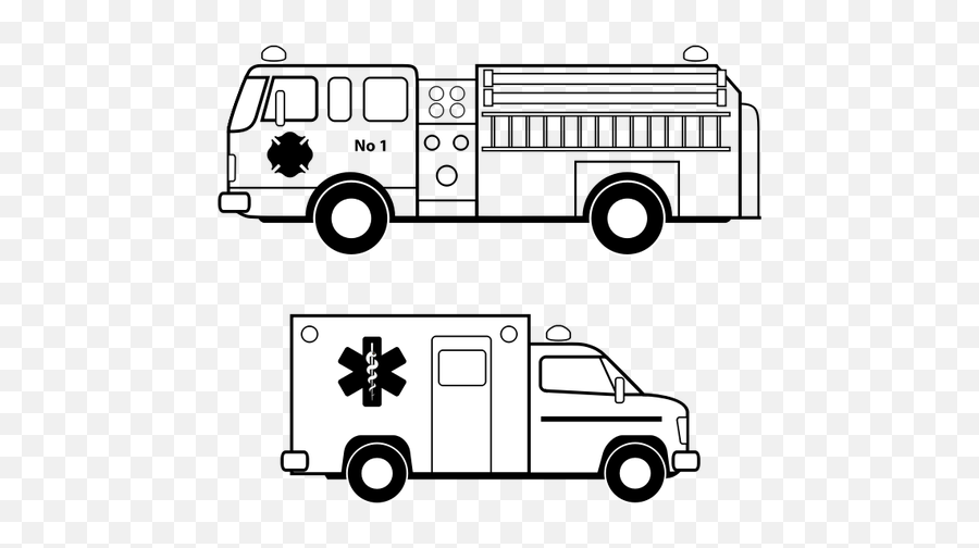 Fire Truck Line Art Vector Image - Ambulance Clipart Black And White Emoji,Firetruck Emoji