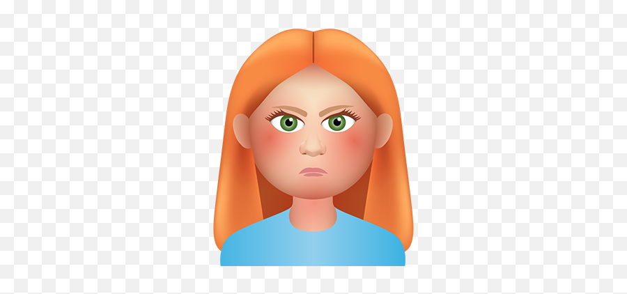 Gingermoji Kristina Caizley - Angry Ginger Woman Cartoon Emoji,Redhead Emojis