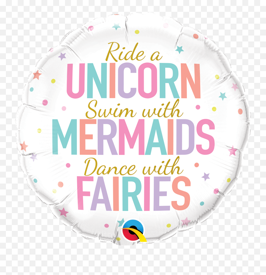 18q Unicorns Mermaids Faires 5 Count - Qualatex Emoji,Is There A Mermaid Emoji