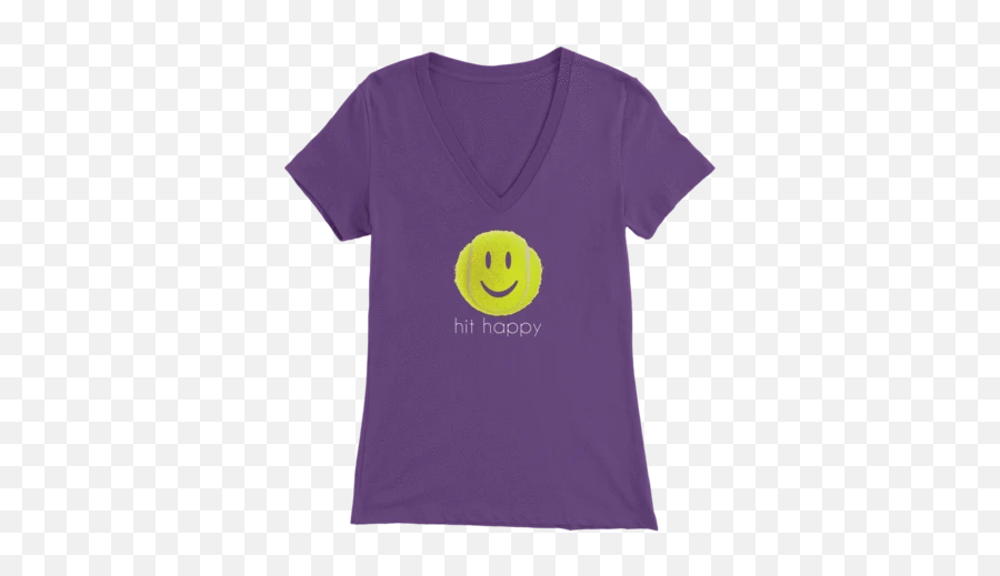 Hit Happy - Bella Womens Vneck Tennis Tshirt U2013 Hit Happy Emoji,:v Emoticon