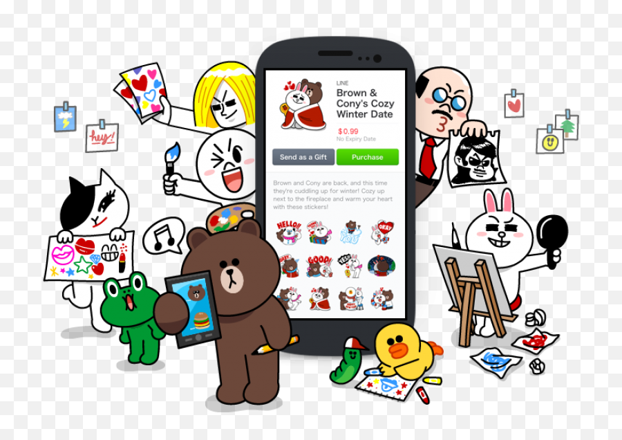 Stickers - Line Japanese App Emoji,Cuddle Emoticons
