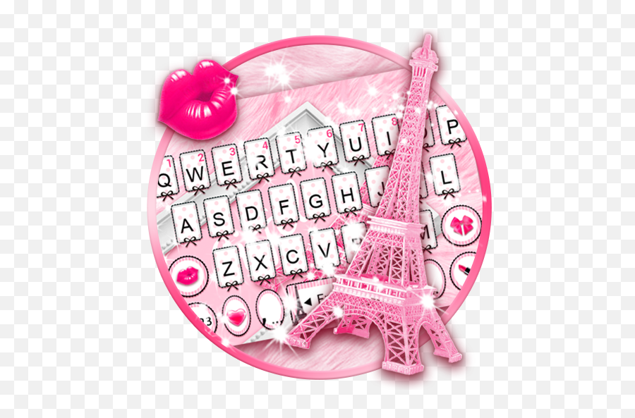 Pinky Bow Paris Eiffel Keyboard Theme - Clip Art Emoji,Nba Emoji Copy And Paste