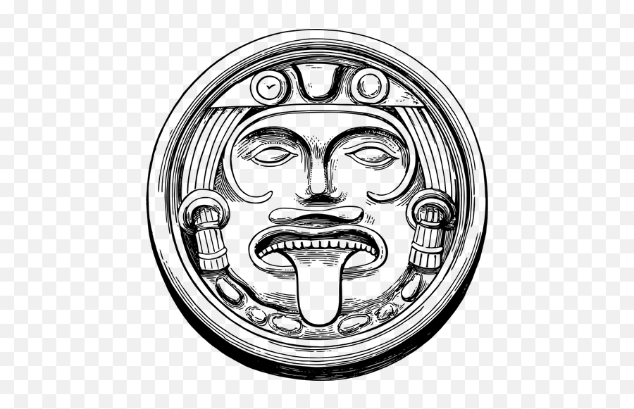 Mexican Sun Stone Face - Aztec Sun Stone Face Emoji,Fox Emoji