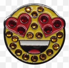 ReadyGolf Emoji Smiling Face With Heart - Eyes Ball Marker Earrings Ruby