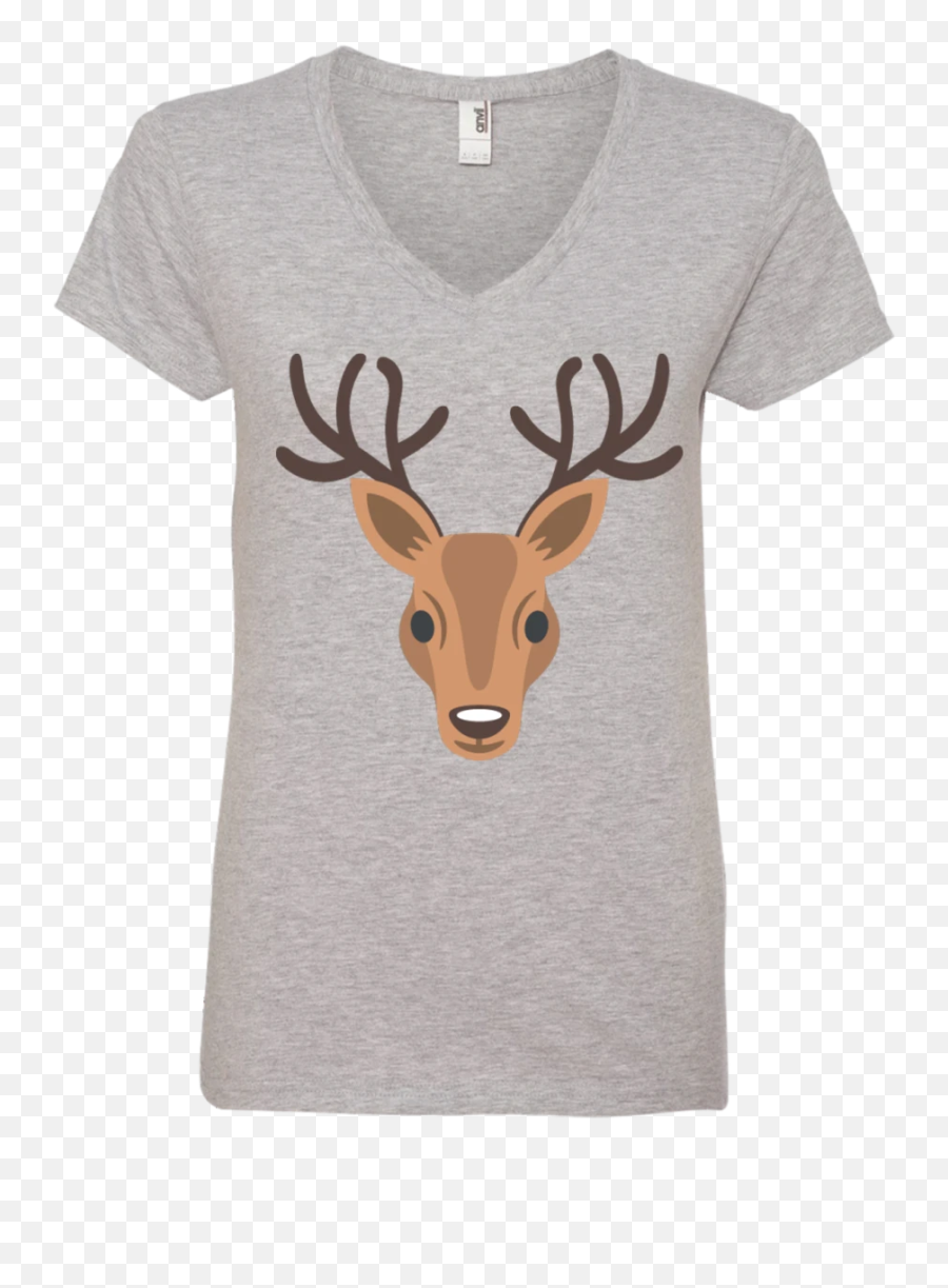 Deer Head Emoji Ladies V - Fan Shirts For Volleyball,Deer Emoji
