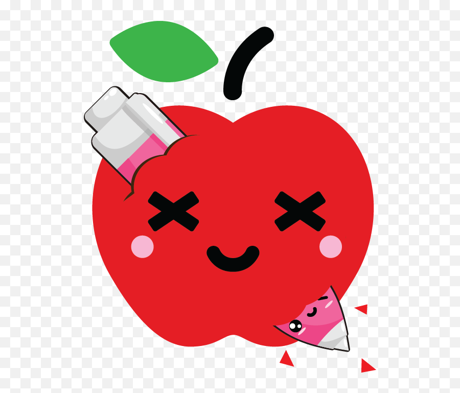 Kawaii Fruits And Pens By Ariel Isaac - Kawaii Apple Clipart Emoji,Ariel Emoji App