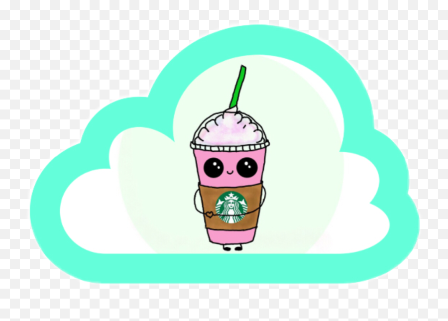 Cloud Green Straw Drink Pink Teal - Kawaii Starbucks Emoji,Ice Cream Cloud Emoji