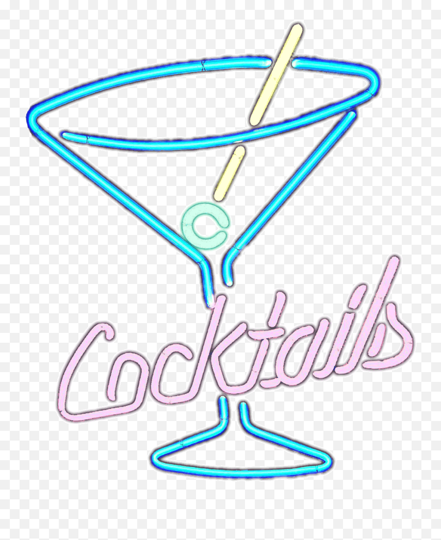 1786 - Neon Sign White Background Emoji,Cocktail Emoticons