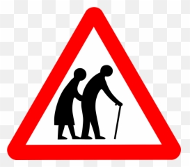 Sign Old People Crossing Elderly Folks - Road Emoji